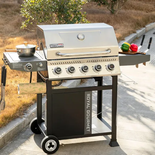 Miniatura 2 de Royal Gourmet GA5406TS - Parrilla de gas propano de 5 quemadores con quemador lateral y quemador de sellado, parrilla de barbacoa de gas