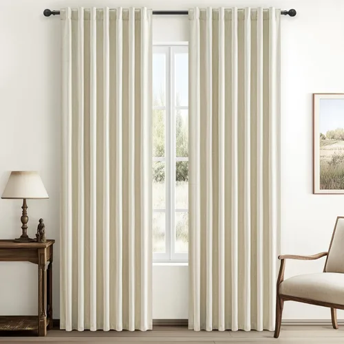 Miniatura 19 de Cortinas opacas extraanchas, 2 paneles para puertas corredizas de vidrio, moderna mezcla de lino plisado pesado, piso a techo, ventanas grandes, 70