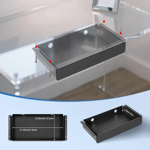 Miniatura 5 de KHAMAL Cajón Deslizante para Debajo del Escritorio Grande - Cajón para Debajo de la Mesa 17.32" x 9.25", Organizador de Almacenamiento Extraíble