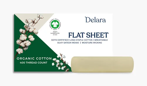 Miniatura 12 de GOTS Certified 100% Organic Cotton Flat Sheet, 400TC Long Staple Cotton, Ultra Soft, Silky, Moisture-Wicking, Smooth & Breathable, Best Sheets for