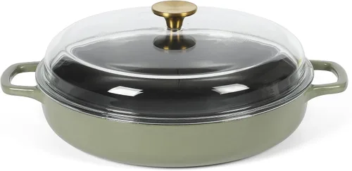 Miniatura 8 de Sur La Table Kitchen Essentials Sartén Braseadora de Hierro Fundido Esmaltado de 3.75 Cuartos Todo en Uno Multiusos No Tóxico Antiadherente con Tapa