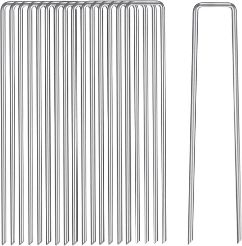 Estacas de jardín de 6 pulgadas, grapas de metal para paisaje, estacas de calibre 11, estacas de acero galvanizado, grapas de seguridad para barrera