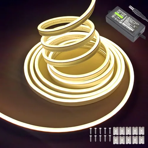 Miniatura 21 de dobestyou - Tira de luces LED de neón naranja - 16.4 pies (5 m) 12 V CC, 600 LED SMD2835, impermeable, flexible, luz de cuerda para decoración