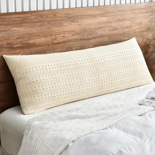 Miniatura 92 de PHF Fundas de almohada con tejido de gofre de 24" x 24", paquete de 2, funda de almohada cuadrada 100% algodón para decoración de ropa de cama, sin