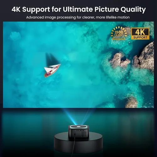 Miniatura 4 de Proyector inteligente Google TV con licencia oficial 1500 ANSI, HAPPRUN 4K Full HD Home Theater con enfoque automático, sonido Dolby, Wi-Fi