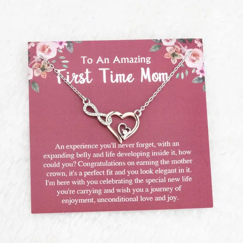 Miniatura 2 de MYOSPARK Collar de mamá para ser nueva mamá, joyería con tarjeta de mensaje para mamá por primera vez, regalo de joyería para anuncio de bebé