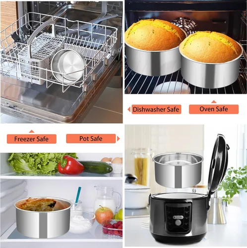 Miniatura 7 de TeamFar Molde para pasteles de 6 pulgadas, molde redondo profundo de acero inoxidable para hornear pasteles para bodas, fiestas de cumpleaños,