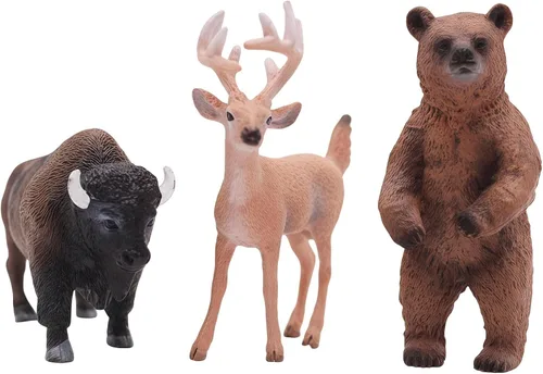 Miniatura 8 de Gemini&Genius Juguetes de animales salvajes, ciervos, bisontes, figuras de oso, figuras de acción realistas de vida silvestre, animales
