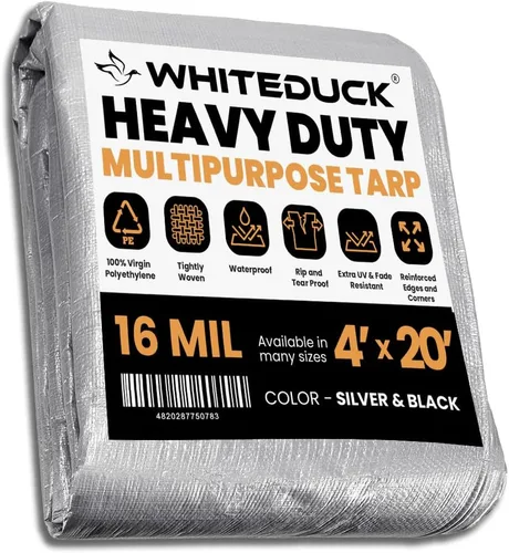 Miniatura 43 de WHITEDUCK Lona de polietileno súper resistente de 16 mil de grosor, 12 x 16 pies, impermeable, 100% resistente a los rayos UV, a prueba de Azul- 16