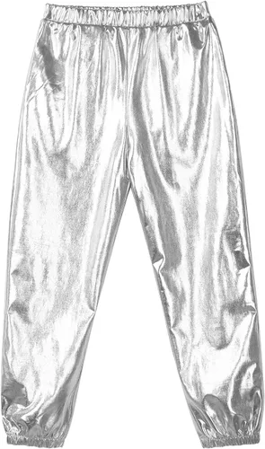 Pantalones de baile metálicos brillantes para niños y niñas, leggings atléticos, hip hop, ropa de baile callejero