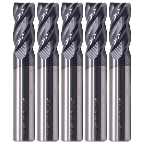 Miniatura 11 de BestParts 5 fresas cuadradas de carburo sólido de alto rendimiento, revestimiento AlTiN, 4 flautas, hélice de 30 grados, diámetro de corte de 1/2