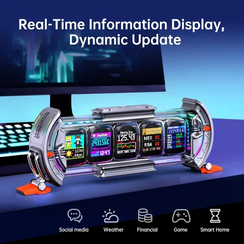 Miniatura 3 de Divoom Times Gate - Reloj de alarma digital de configuración de juego Cyberpunk, aplicación inteligente, conexión WiFi, pantalla LED RGB, panel Plata