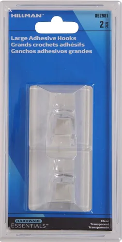 Miniatura 2 de Hillman Hardware Essentials 852981 - Gancho adhesivo transparente grande, paquete de 2