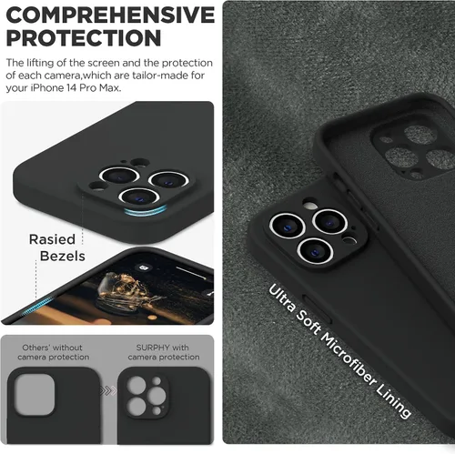 Miniatura 4 de SURPHY Funda diseñada para iPhone 14 Pro Max con protector de pantalla, (con protección de cámara y forro de microfibra suave), funda de silicona