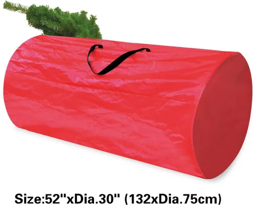 Miniatura 2 de BenefitUSA Bolsa de almacenamiento para árbol de Navidad artificial grande y resistente, para limpiar hasta 8 pies (rojo)