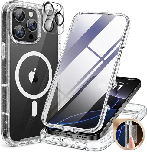 Miniatura 152 de Miracase Funda para iPhone 13 de 6.1 pulgadas, [sin burbujas] funda de teléfono de cuerpo completo con pantalla de vidrio completa integrada, sin