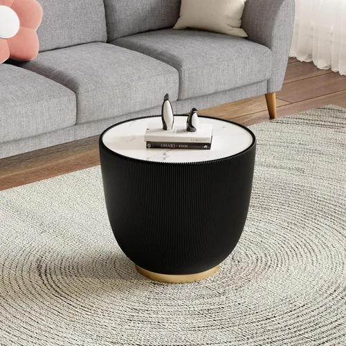 Miniatura 34 de Mesa de centro moderna, mesa de té central circular de 15.75 pulgadas, mesa de cóctel, mesas de centro redondas cilíndricas para sala de estar