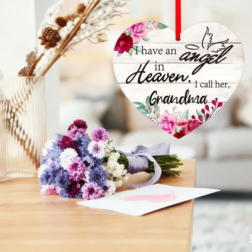 Miniatura 2 de SICOHOME Adorno conmemorativo para abuela, recuerdo con texto en inglés "I Have an Angel in Heaven", regalos de condolencias por la pérdida