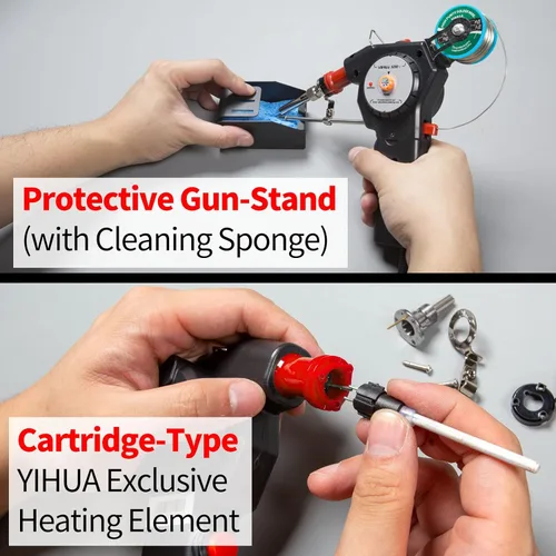 Miniatura 7 de YIHUA 929D-I Pistola de soldadura motorizada de alimentación automática con temperatura precisa variable (200-450°C), interruptor de encendido y Rojo
