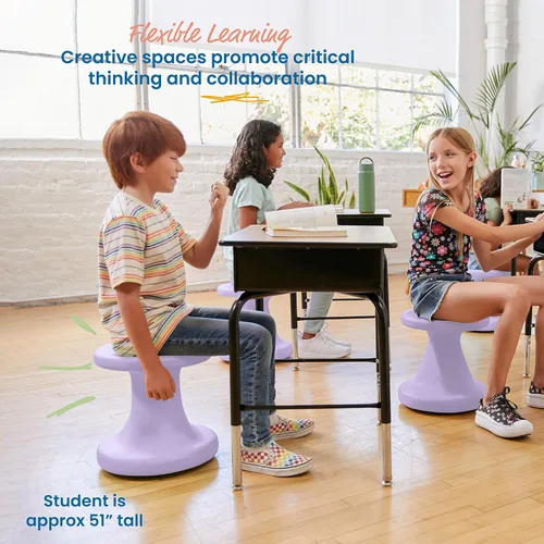 Miniatura 4 de ECR4Kids Taburete tambaleante Twist, altura del asiento 14 pulgadas, asientos activos, morado claro Púrpura claro