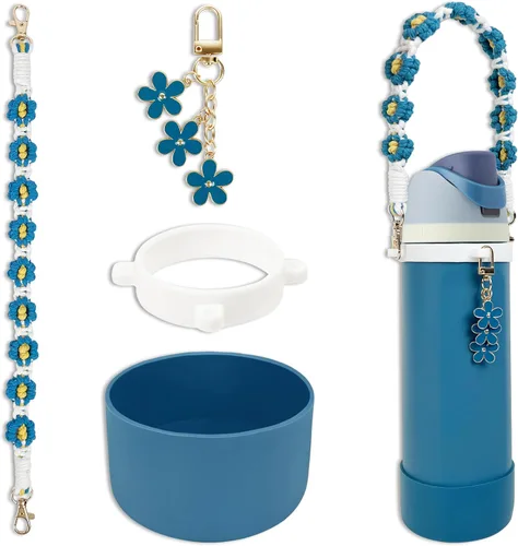 Miniatura 8 de Juego de fundas de silicona para botella de agua Owala de 24 oz, 32 oz, 40 oz - Incluye funda antideslizante y correa con asa para botella de agua