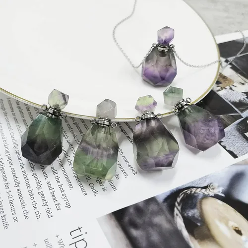 Miniatura 44 de Perfume Bottle Necklace Heart Shape, Amethyst Necklace Healing Crystal for Women, Essential Oil Diffuser Bottle Necklace Jewelry for Liquid