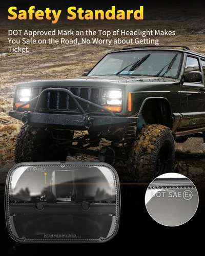 Miniatura 8 de BICYACO DOT - Faros delanteros LED de 110 W, 5 x 7, 7 x 6 pulgadas, proyector de haz sellado LED alto/bajo, compatible con Jeep Wrangler YJ Cherokee