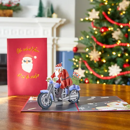 Miniatura 7 de Lovepop Tarjeta desplegable de Navidad para ella y él, tarjetas de felicitación navideñas 3D para niños, niñas, hombres, mujeres, motocicleta