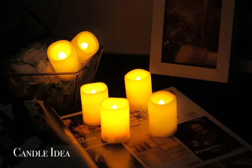 Miniatura 3 de Velas de té sin llama parpadeantes LED votivas con temporizador, operadas a batería / 6 horas encendidas y 18 horas apagadas por ciclo, velas LED