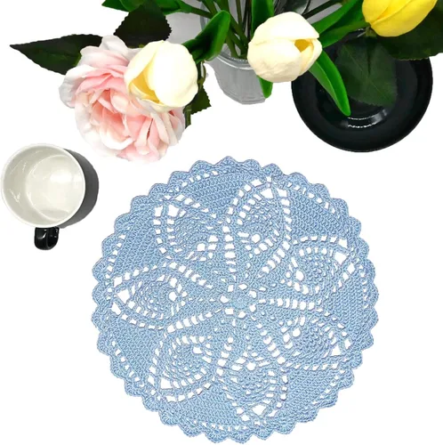 Miniatura 36 de Mantel Individual de Encaje de 11 a 12 Pulgadas Tapetes de Mesa Redondos Hechos a Mano Tapete de Ganchillo Cocina Vajilla Posavasos para Taza