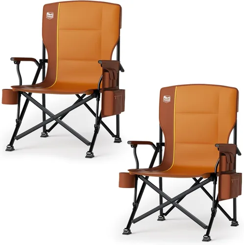 TIMBER RIDGE Silla de campamento plegable de gran tamaño, respaldo alto, resistente para adultos, soporta hasta 500 libras con soporte para tazas,