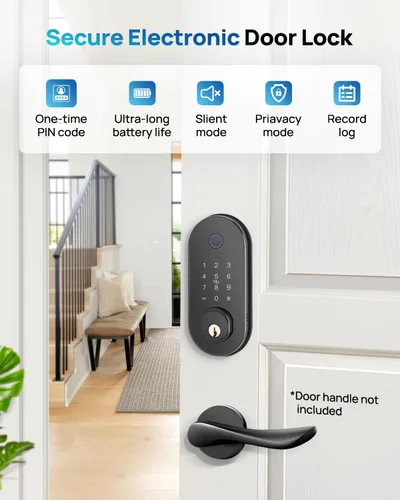 Miniatura 4 de Cerradura de puerta inteligente con huella digital sin llave, cerradura de puerta de entrada con control de aplicación, bloqueo automático, teclado