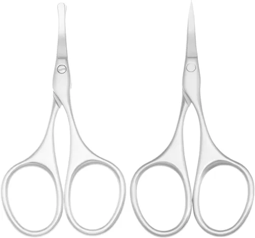 Tijeras de aseo profesional multicolor para cuidado personal, eliminación de vello facial y recorte de orejas, nariz y cejas; tijeras de punta fina