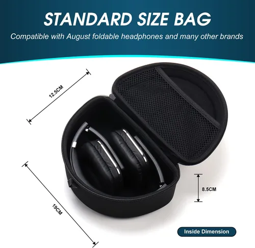 Miniatura 2 de August Funda de auriculares para August EP650 / EP640 y más auriculares plegables de otras marcas, bolsa de almacenamiento de viaje para auriculares