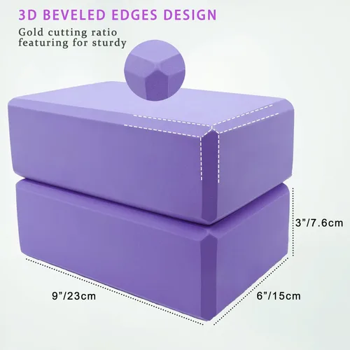 Miniatura 2 de Bloques de yoga, paquete de 2 unidades, espuma EVA de apoyo sin látex, bloques antideslizantes suaves con bordes biselados para yoga, pilates
