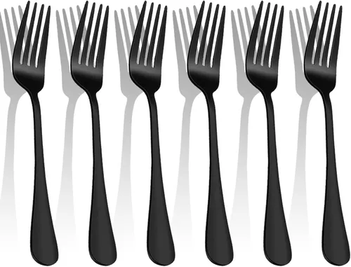Miniatura 15 de Juego de 10 tenedores de cubiertos de acero inoxidable de grado alimenticio, 8 pulgadas, acabado espejo y apto para lavavajillas, nuevo juego