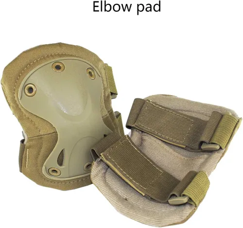 Miniatura 6 de Almohadillas Protectoras Tácticas de Combate para Rodilla y Codo para Juegos de Paintball CS al Aire Libre, Ciclismo, Seguridad, Equipo de Canela