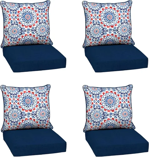 Miniatura 99 de Arden Outdoor Deep Seat Cushion Set, 24 x 24 pulgadas, Cojín para patio resistente al clima, a la lluvia y a la decoloración para silla, sofá y sofá