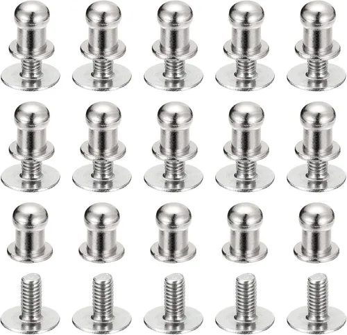 Miniatura 21 de uxcell Remaches de cabeza de bola de 0.157 pulgadas (0.157 in), tornillo trasero, paquete de 15 remaches de pezón de botón de cabeza redonda