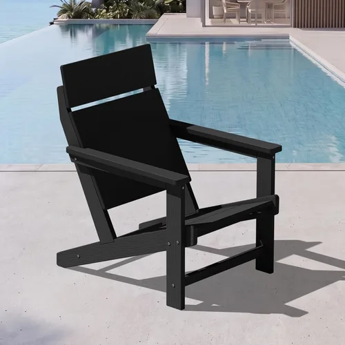 SERWALL Sillas Adirondack modernas, sillas Adirondack HDPE sin tablas, respaldo sólido sillas de plástico para exteriores, textura similar a la