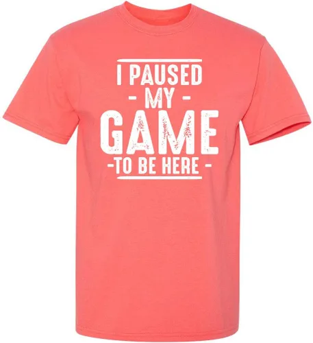 Miniatura 22 de Camiseta divertida con texto en inglés "I Paused My Game to Be Here" para hombre