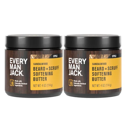 Every Man Jack Mantequilla para Barba - Fragancia Sutil de Sándalo - Hidrata y Estiliza las Barbas Secas y Rebeldes Mientras Alivia la Picazón -