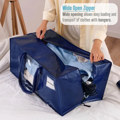 Miniatura 2 de VENO Paquete de 6 bolsas de mudanza resistentes, bolsas de embalaje con ventana transparente, alternativa a las cajas de mudanza, contenedores