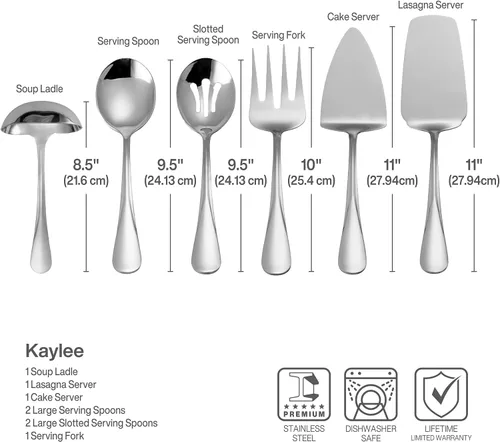 Miniatura 3 de Gourmet Basics by Mikasa 5181046 Kaylee Juego de 8 piezas de acero inoxidable para servir