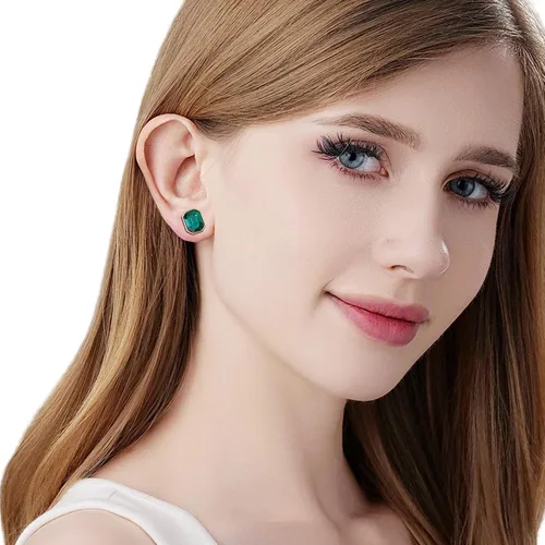 Miniatura 4 de Aretes de tuerca octágono de cristal austriaco para mujer, joyería hipoalergénica de plata de ley 925