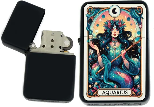 Miniatura 5 de Signos del zodiaco, símbolos del horóscopo, colección de iconos de astrología, infinito negro mate a prueba de viento, encendedores (Virgo) - Regalo