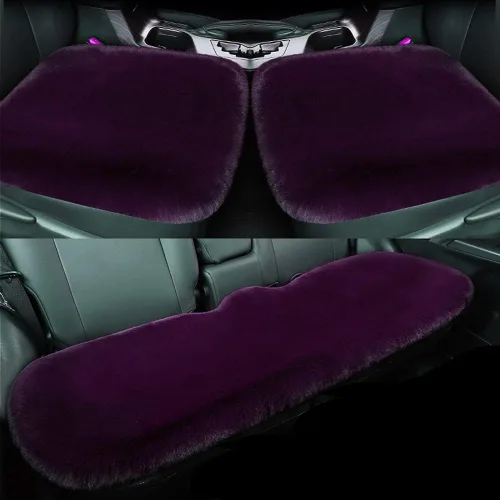 Miniatura 12 de LoveisLove Cojín de asiento de automóvil para asiento de conductor, almohadilla de asiento de felpa sintética, suave, cómoda, cálida, silla de Negro