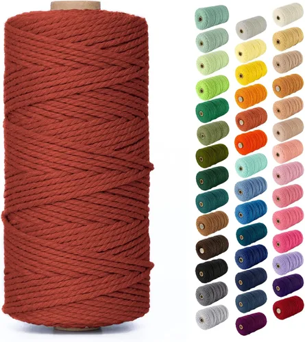Miniatura 44 de Nook Theory - Cuerda de macramé de 3 mm, 220 yardas de cuerda de algodón, hilo de 4 mm y 5 mm, cuerda para manualidades, perfecta para colgantes