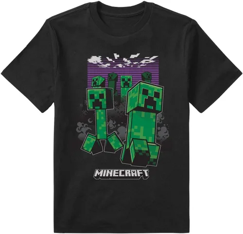 Miniatura 3 de Minecraft T Shirt Boys Creeper Inside Black OR Grey Short Sleeve Gamer Top