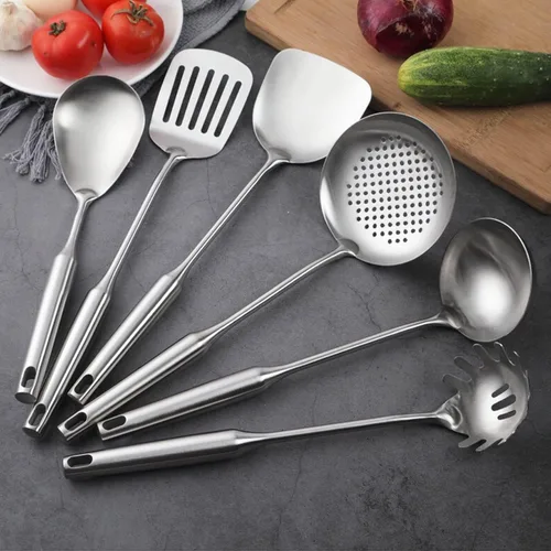 Miniatura 12 de Utensilios de cocina dorados para cocinar, 13 unidades, acero inoxidable, cuchara ranurada sólida, tenedor, espátula, cucharón, espumador, afinador